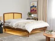 Bett mit LED Rattan VARZY 160 x 200 cm Braun_943990