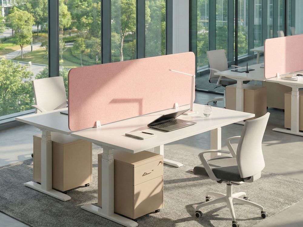 Cloison amovible de bureau SPLIT 160 x 50 cm Rose pêche