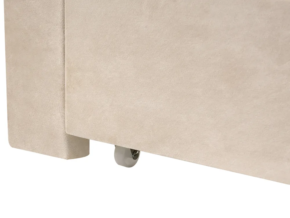 Bett mit Schubladen LONZAC Samtstoff Beige 120 x 200 cm_1014611