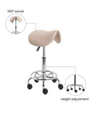 Saddle Stool DUMONT Faux Leather Beige_1072614