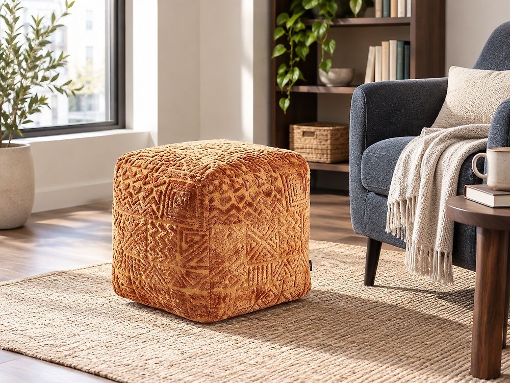 Pouffe SANAWAN Viscose Golden Brown