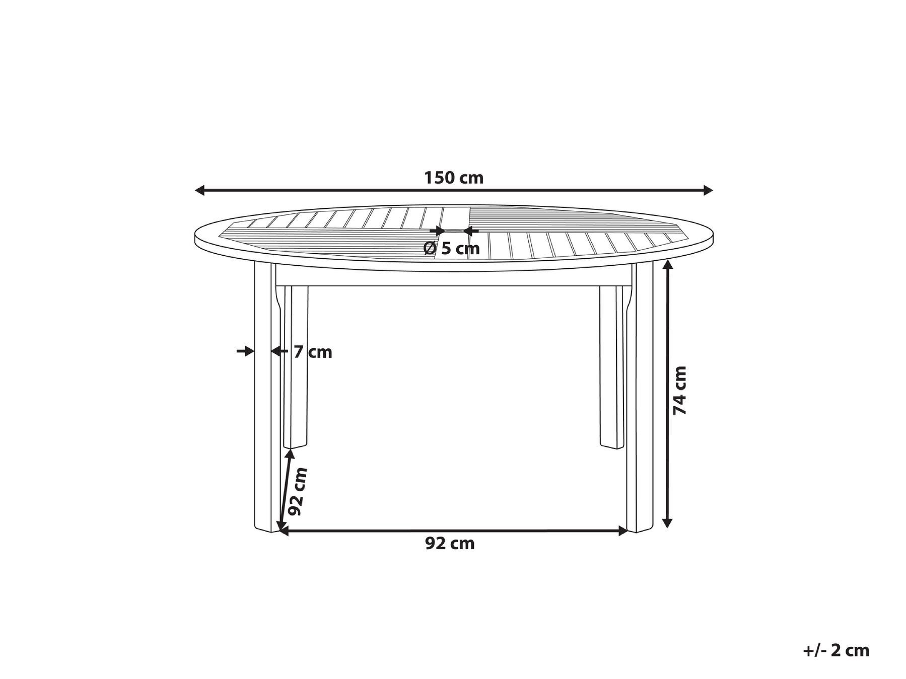 Garden Dining Table TOLVE 150 cm 150 cm Acacia Wood Brown_784136
