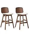 Set van 2 barstoelen CHARLESTON Hout Bruin/lichtbeige