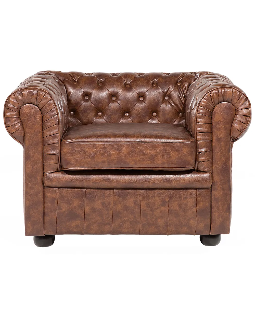 Armchair CHESTERFIELD Faux Leather Golden Brown_537693