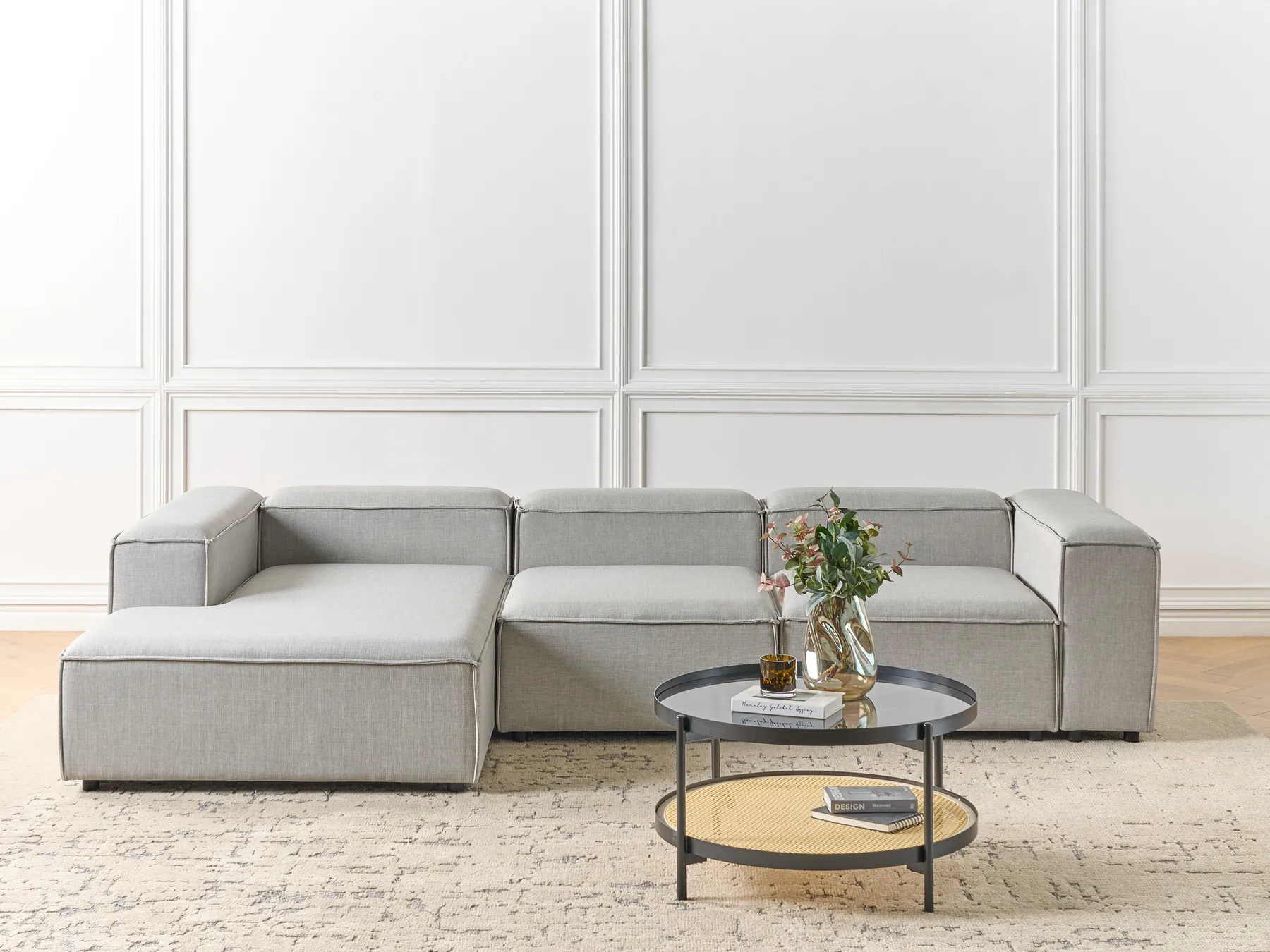 Modul Ecksofa 4-Sitzer ARDAL Stoff Hellgrau rechtsseitig_949504