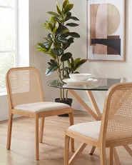 Set of 2 Dining Chairs EDINA Fabric Light Brown/ Beige_985654