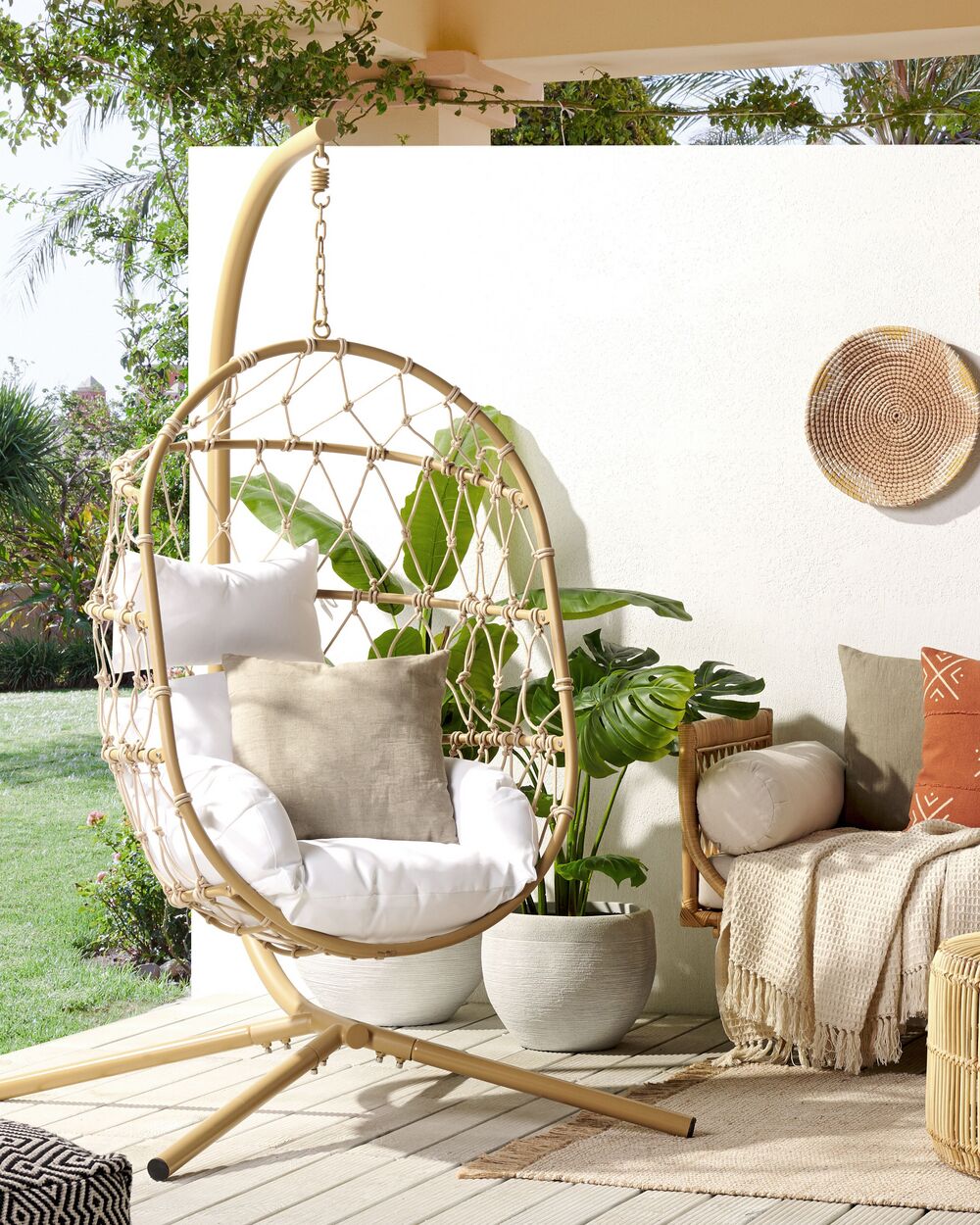 Fauteuil suspendu avec support ADRIA Métal Beige
