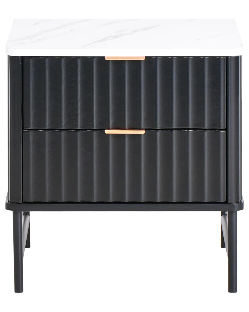 2 Drawer Bedside Table GLASTONBURY Marble/ Black_972496