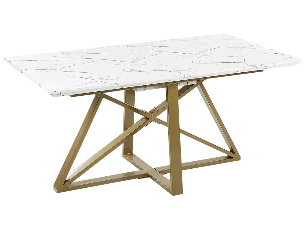Ausziehbarer Esstisch MAXIMUS Weißer Marmor 160/200 cm 90 cm