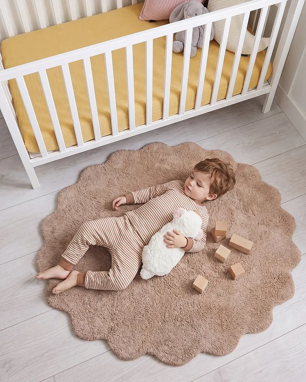 Kids Rug ANEGUNDI  Light Brown ø 120 cm Cotton with Cushion_1154913