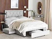 Bed with Storage Drawers LIEVIN Velvet Light Grey 140 x 200 cm (EU Double)_1180157