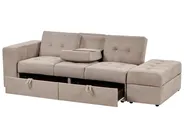 Sofa Bed 3 Seater FALSTER with Storage Fabric Light Brown_935846