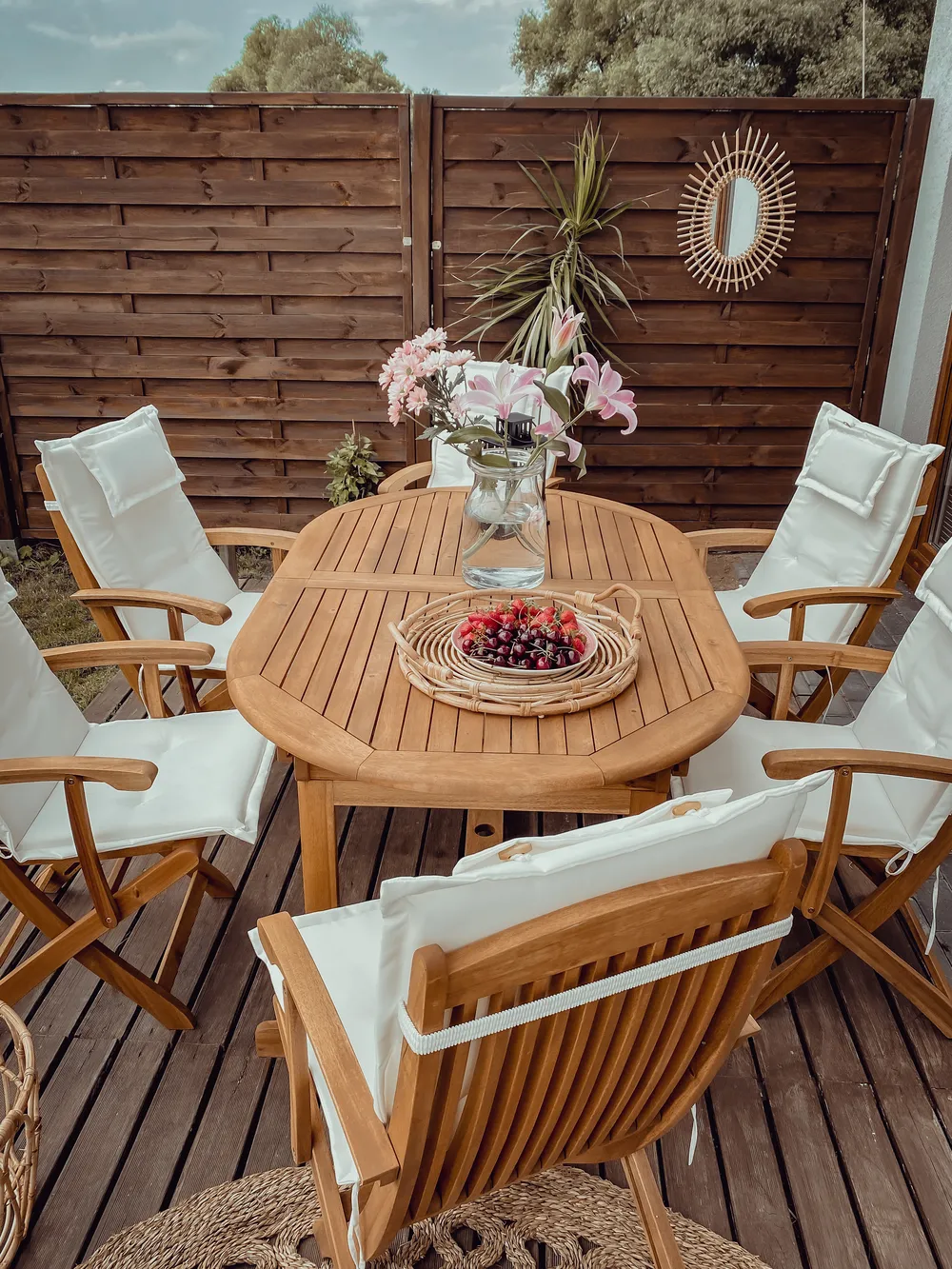 Garden Dining Set 8 Seater MAUI with Cushions Acacia Wood Off-White_775364