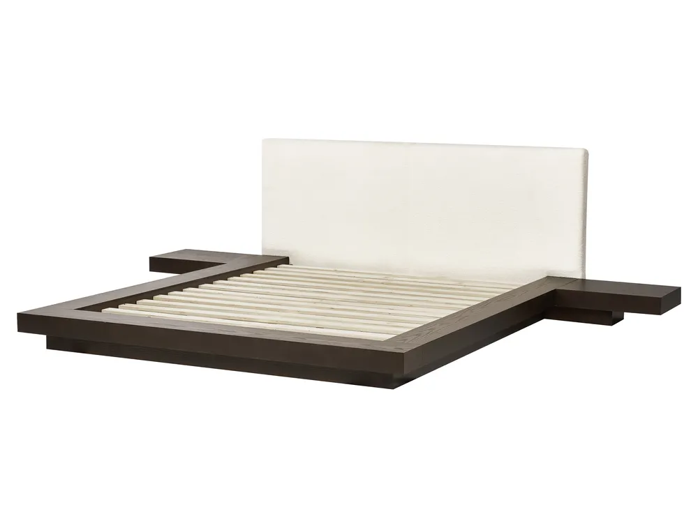 Bett mit LED Bouclé ZEN 160 x 200 cm LED Dunkle Esche_931448