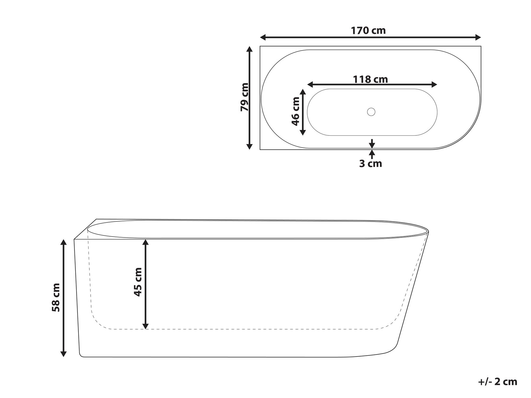 Corner Bath RENACA 1700 x 790 mm White Right Hand_1014010