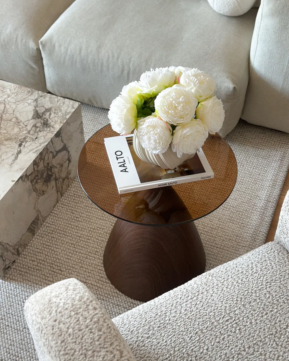 Side Table CORELLA Tempered Glass Brown_1023847