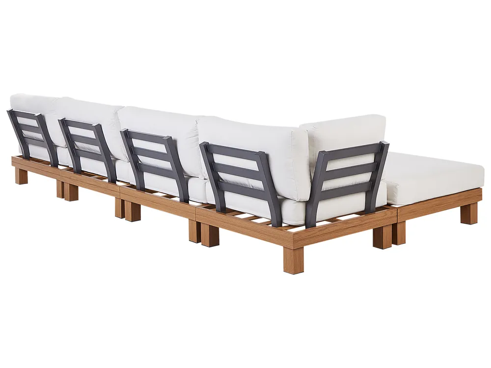 Garten Ecksofa mit Tisch 5-Sitzer SANZA modular Metall Weiß linksseitig_932438