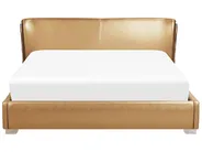 Bett mit LED Echtleder PARIS 180 x 200 cm LED Gold_749017