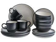 Set of 16 Dinnerware NUTMEG Stoneware Black_1049586