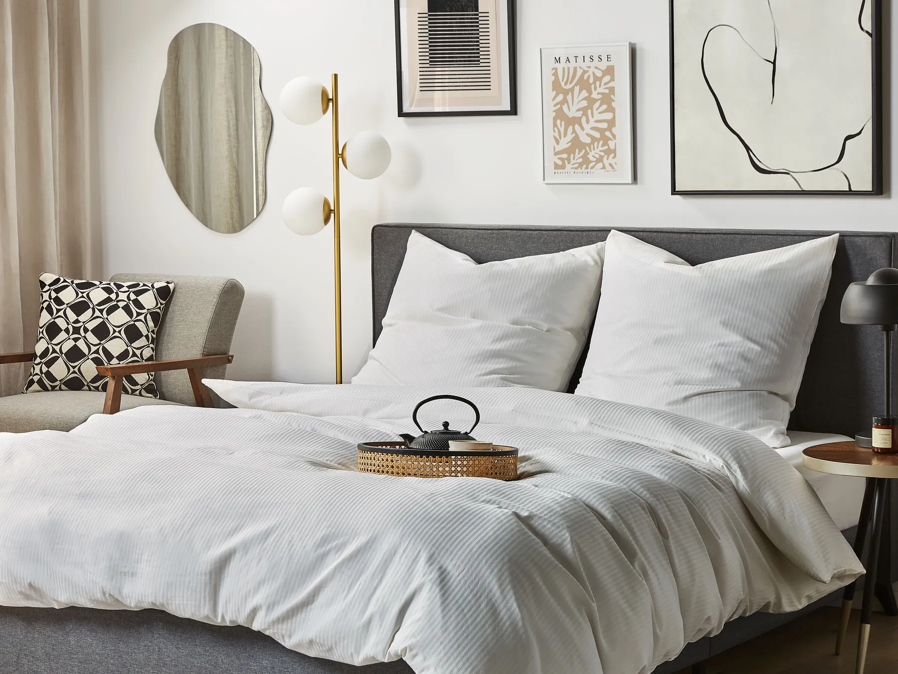 Bettwäsche-Set AVONDALE 155 x 220 cm Baumwollsatin Weiß_815191