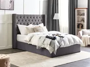 Ottoman Bed LUBBON Velvet Grey 140 x 200 cm (EU Double)_833500