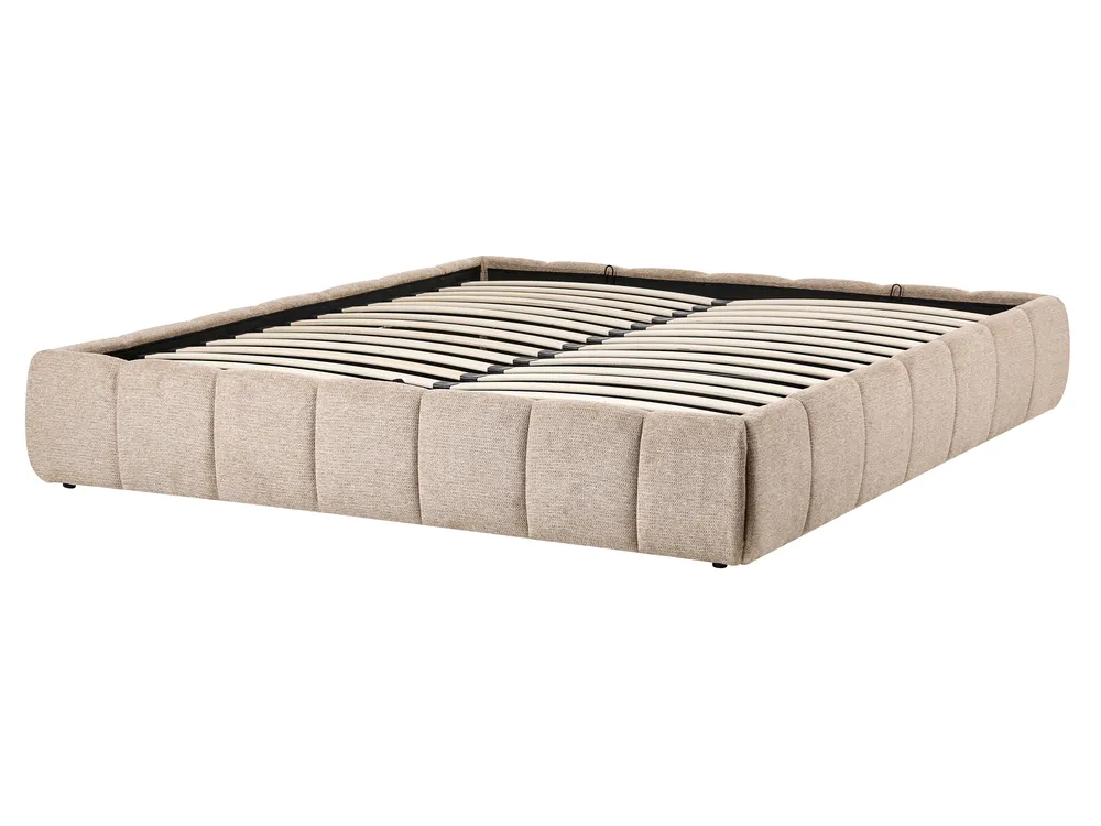 Ottoman Bed without Headboard GENAS Fabric Beige 160 x 200 cm (EU King Size)_1070273