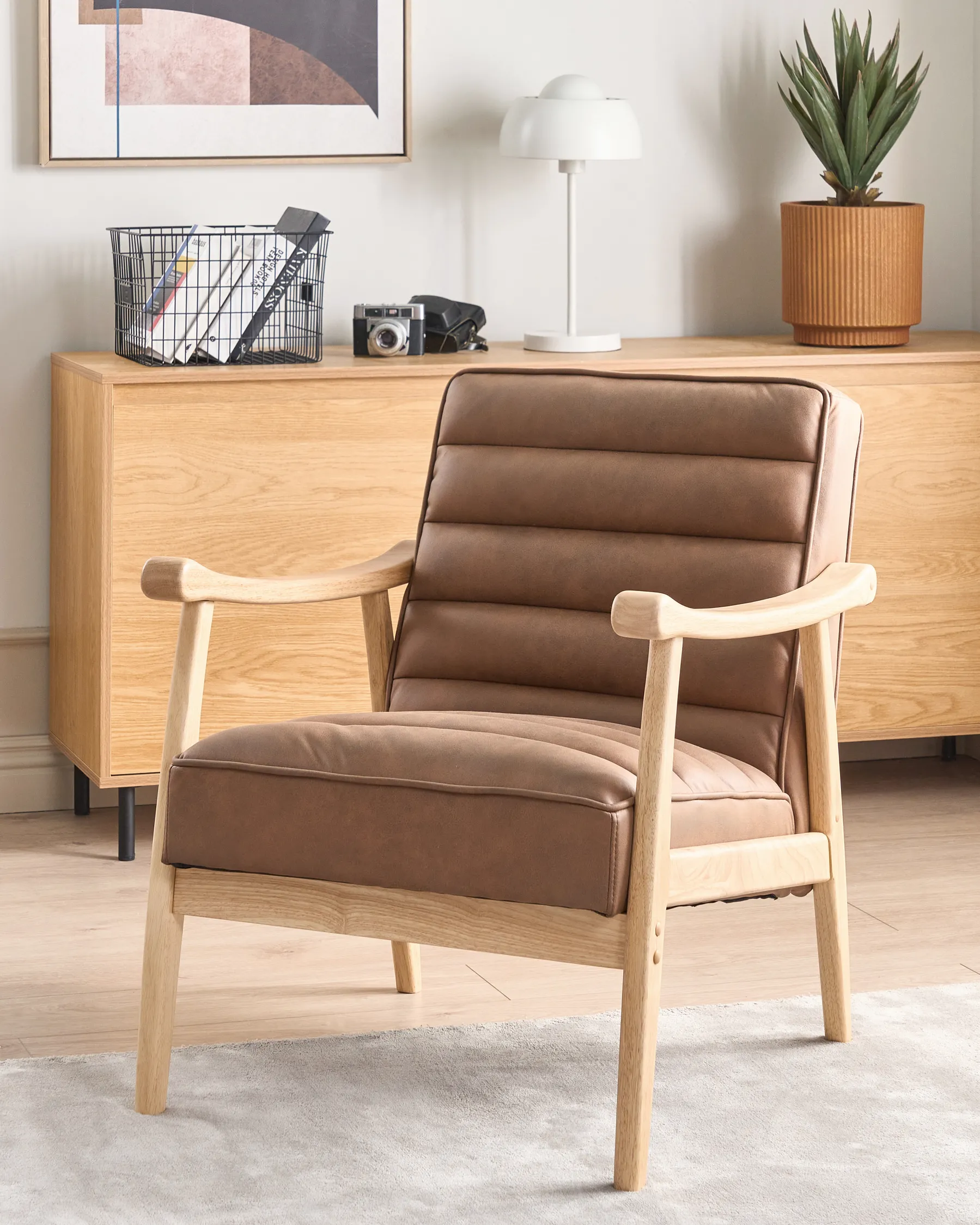 Sessel LEKNES Kunstleder Braun_927203