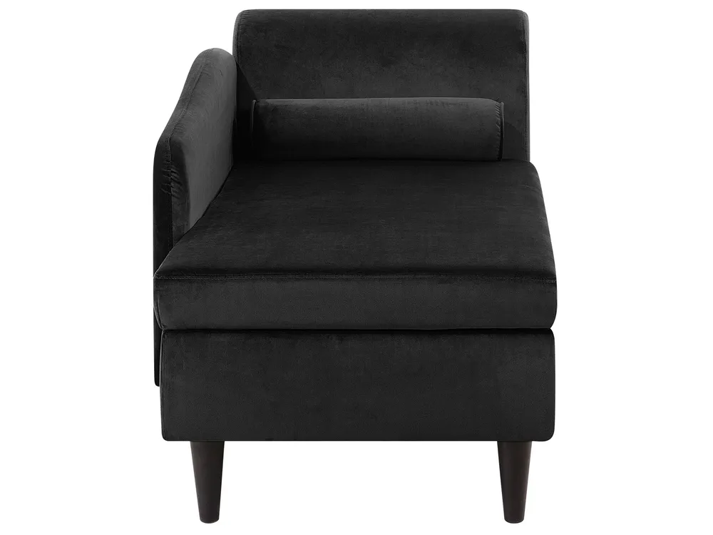 Right-Hand Chaise Longue LUIRO with Storage Velvet Black_769516