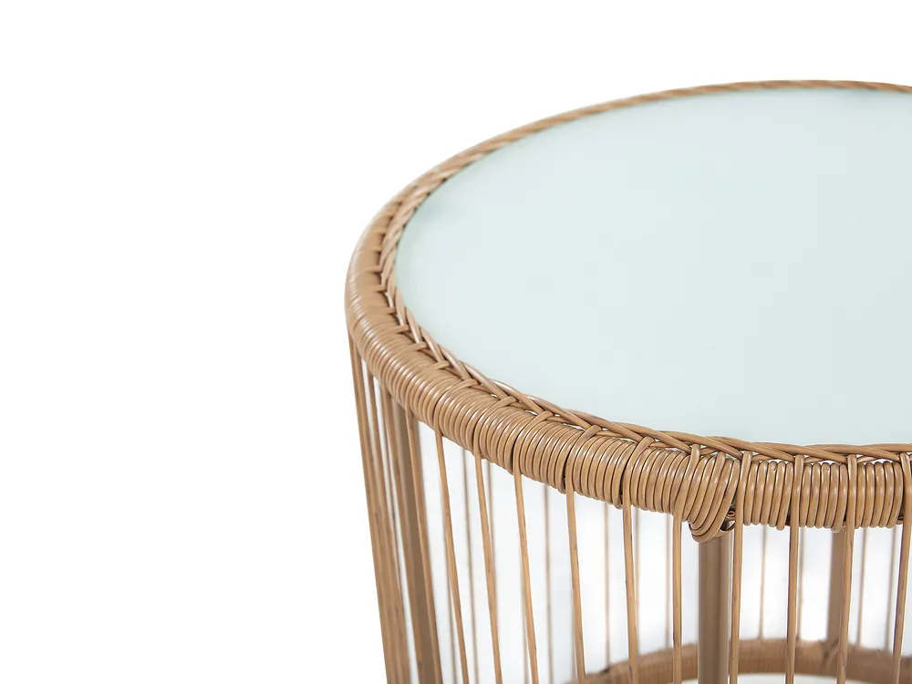 Bistro Set with Cushions LABICO PE Rattan Light Brown_781642