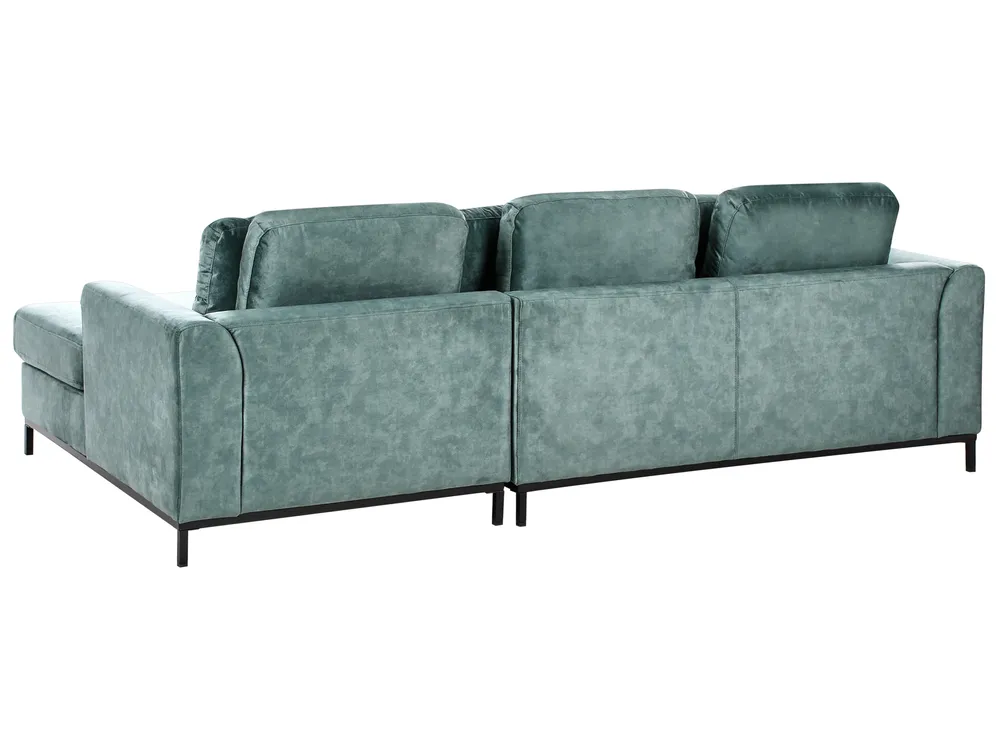 Ecksofa 4-Sitzer OSLO Samtstoff Blaugrün linksseitig_964390