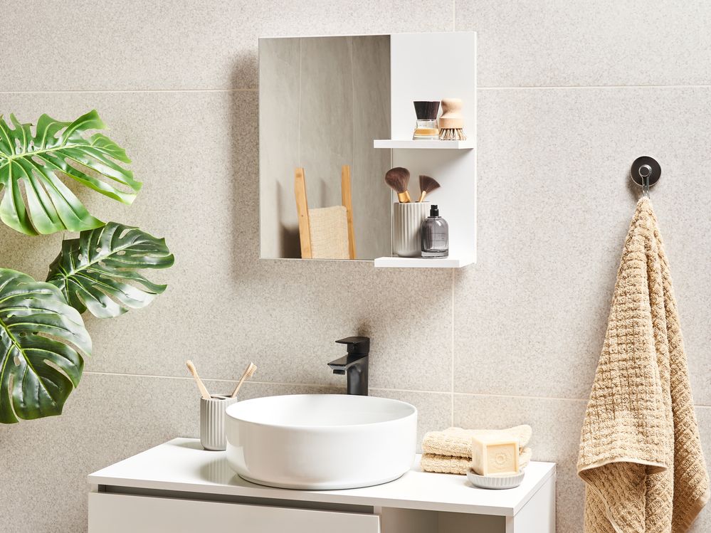 Wall Mirror with Shelf PELOTAS 45 cm 45 cm White