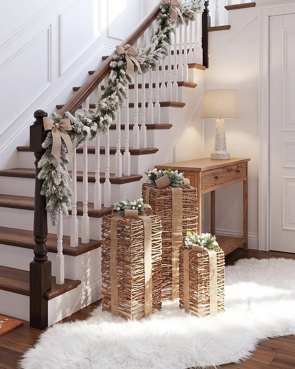 Weihnachtsdekoration 3er Set LED VALKAMA 54/45/30 cm Weihnachtsgeschenke Braun_1179475