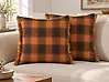 Set of 2 Decorative Cushions BARJA 45 x 45 cm Orange Checked