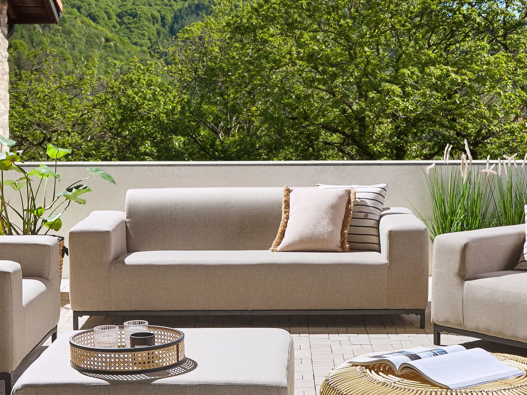 Garden Sofa 2 Seater ROVIGO Beige_795033