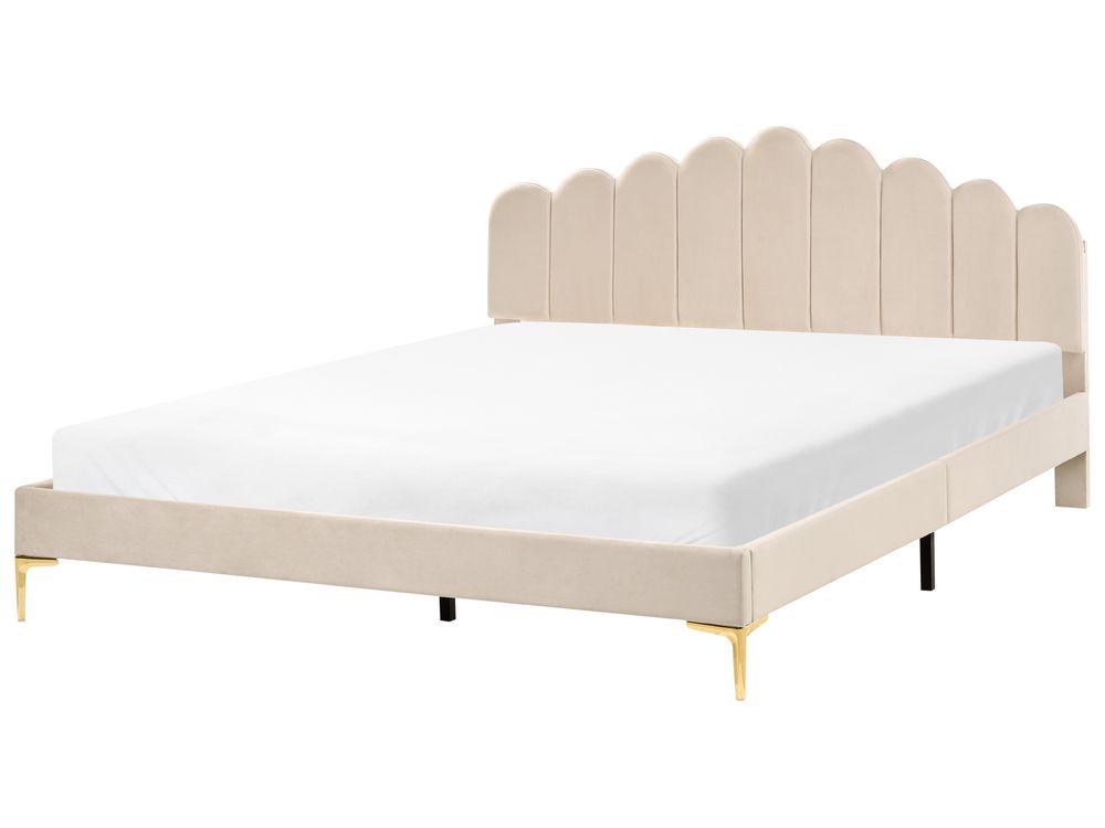Bed Fluweel SAUVIAN 180 x 200 cm Beige
