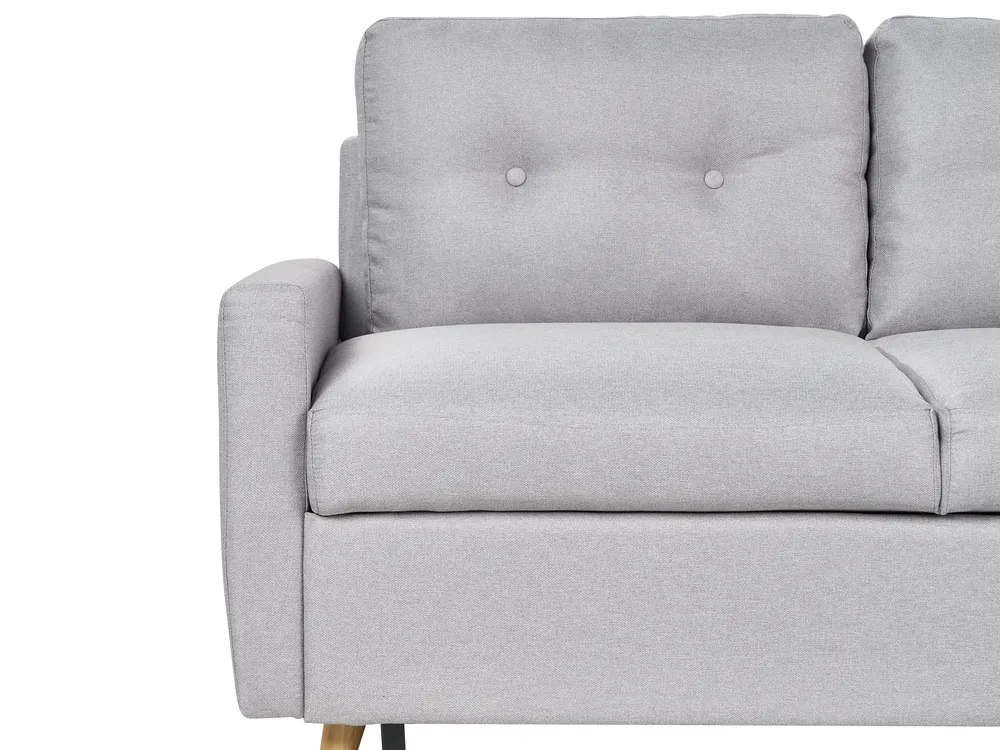 Eckschlafsofa 4-Sitzer FLAKK mit Stauraum Stoff Hellgrau linksseitig_989378