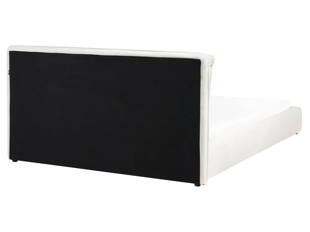 Bett mit Lattenrost Samtstoff BAJONNA 160 x 200 cm Cremeweiß_1009579