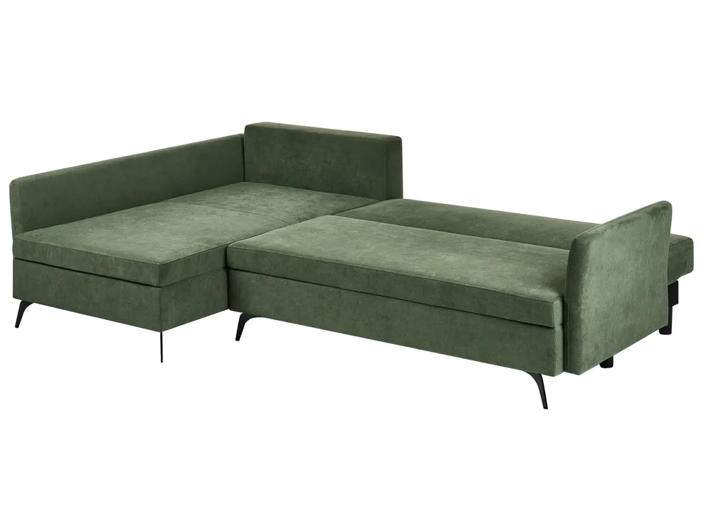 Eckschlafsofa 3-Sitzer KOGE mit Stauraum Stoff Grün rechtsseitig_1087848