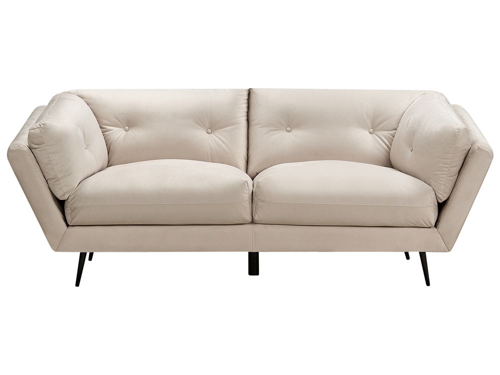 Bank 3-zits LENVIK Fluweel Lichtbeige