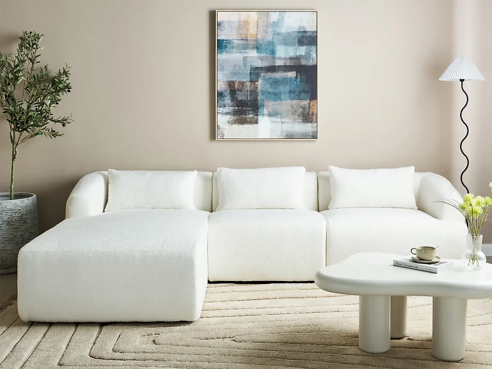 Ecksofa SVANSELE Bouclé Cremeweiß rechtsseitig_1175180
