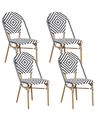 Gartenstuhl 4er Set RIFREDDO Polyrattan Schwarz / Weiß