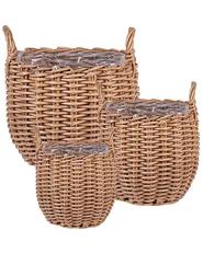 Blumenkorb 3er Set AUCUBA 26/34/44 cm Hellbraun_897109