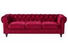 Sofa 3 Seater CHESTERFIELD Velvet Dark Red