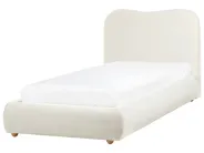 Bett mit Stauraum BLAGNAC Bouclé Cremeweiß 90 x 200 cm_1009333