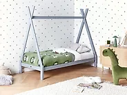 Kids Bed Teepee Pine Wood DEVAY 90 x 200 cm (EU Single) Grey_1185498