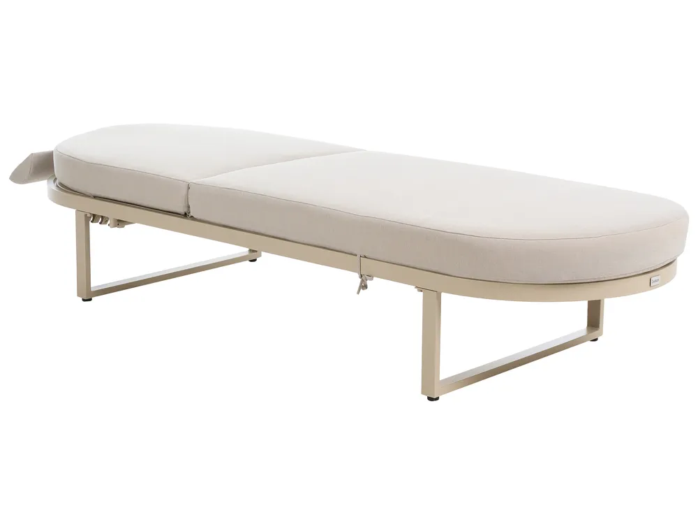 Sonnenliege mit Kissen RONCOLO Metall Beige_1117411