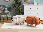 Storage Animal Stool DOGGY Dog Velvet Beige_783221