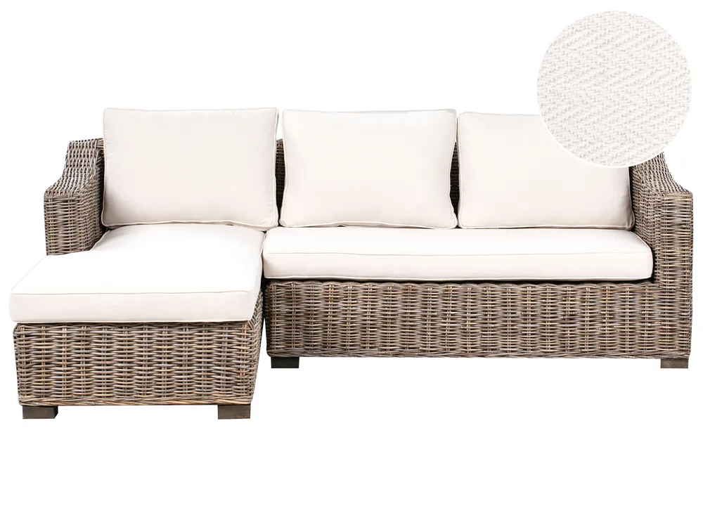 Garten Ecksofa 3-Sitzer VALLETRI Rattan Grau rechtsseitig