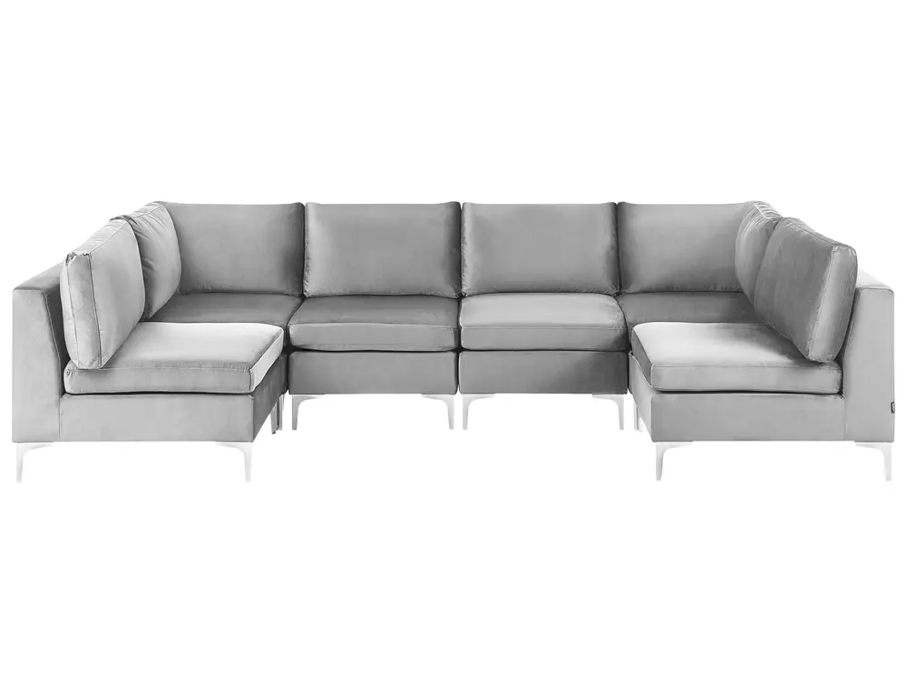 U-förmiges Modulsofa 6-Sitzer EVJA Samtstoff Grau