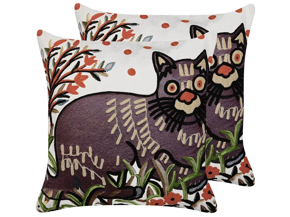 Dekokissen 2er Set PHUSRO 50 x 50 cm Baumwolle Bunt Tiermuster